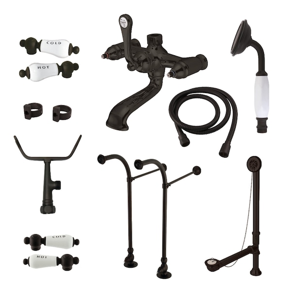 Kingston Brass CCK5175CPL Freestanding Clawfoot Tub Faucet Combo, Oil Rubbed Bronze CCK5175CPL - main